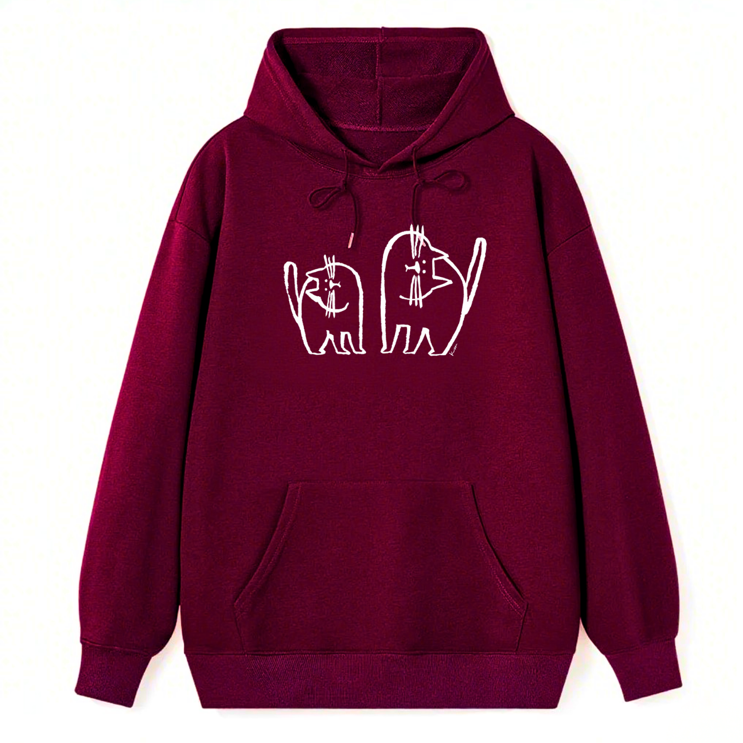 Cartoon Cat Minimalist Classic Hoodie - Image 2
