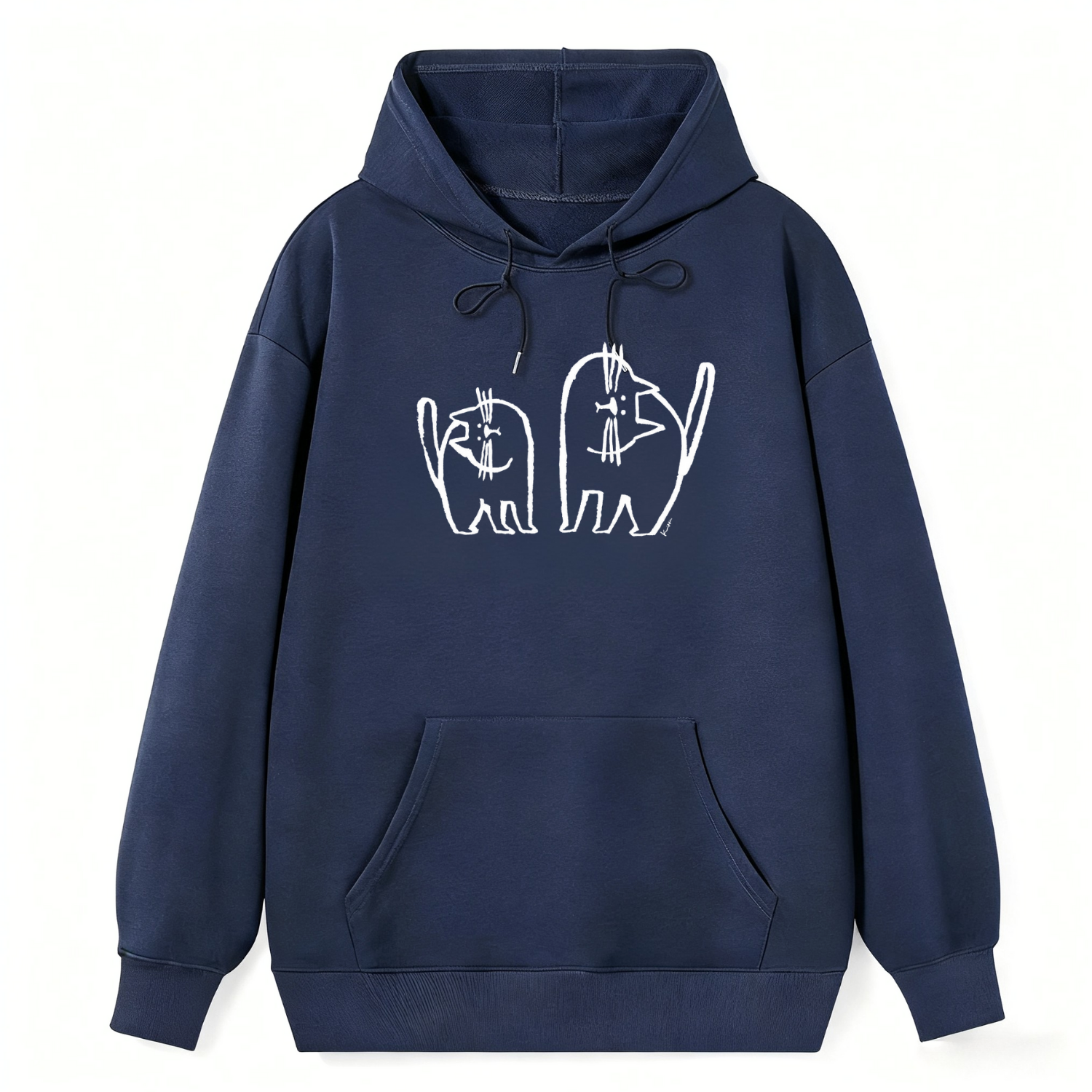 Cartoon Cat Minimalist Classic Hoodie - Image 3