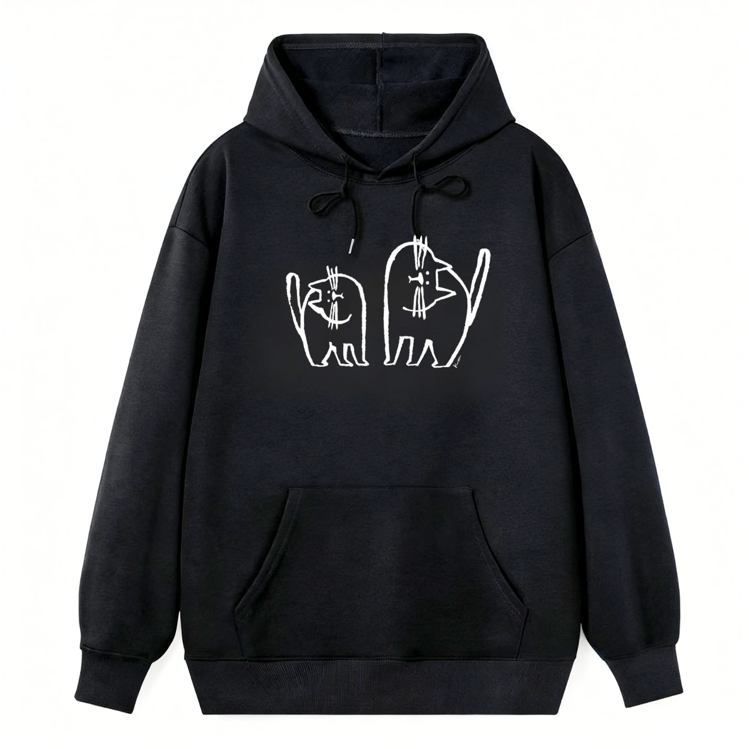 Cartoon Cat Minimalist Classic Hoodie