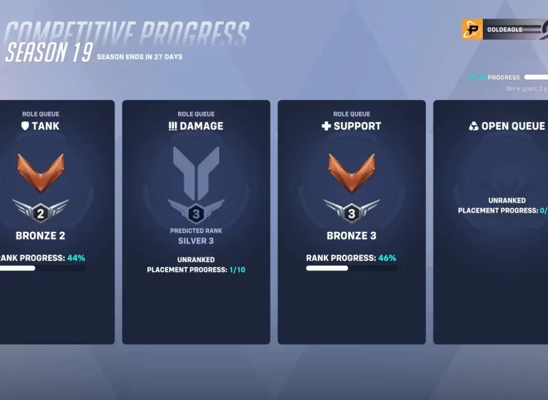 Overwatch 2 | S19 Ranked Account ◈ Bronze 2 Tank ◈ Predicted Silver 3 DPS ◈ Bronze 3 Support ◈ 20 Wins Done ◈ Full Access with Original Mail