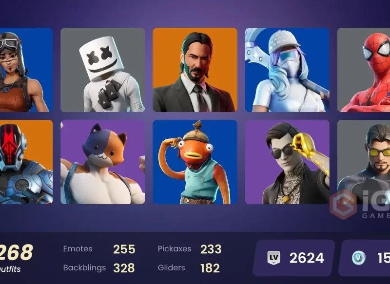 Fortnite | [ALL PLATFORMS]-268 Skin-252 Pickaxes-255 Emotes-Renegade Raider-Lara Croft-Fishstick-Ryu-Jack Gourdon-Master Chief-Doggo-FULL ACCESS-