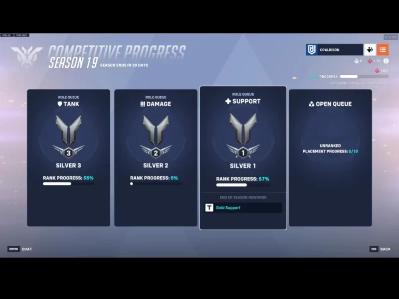 Overwatch 2 | S19 Ranked Account ◈ Silver 1 Tank ◈ Silver 5 DPS ◈ Silver 1 Support ◈ SMS Verified ◈ Full Access With Original Mail◈ 24/7 Live Support